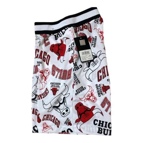 Chicago Bulls Graphic Basketball Shorts Repeating Pattern Boys Size Small 8 NWT - Picture 7 of 8